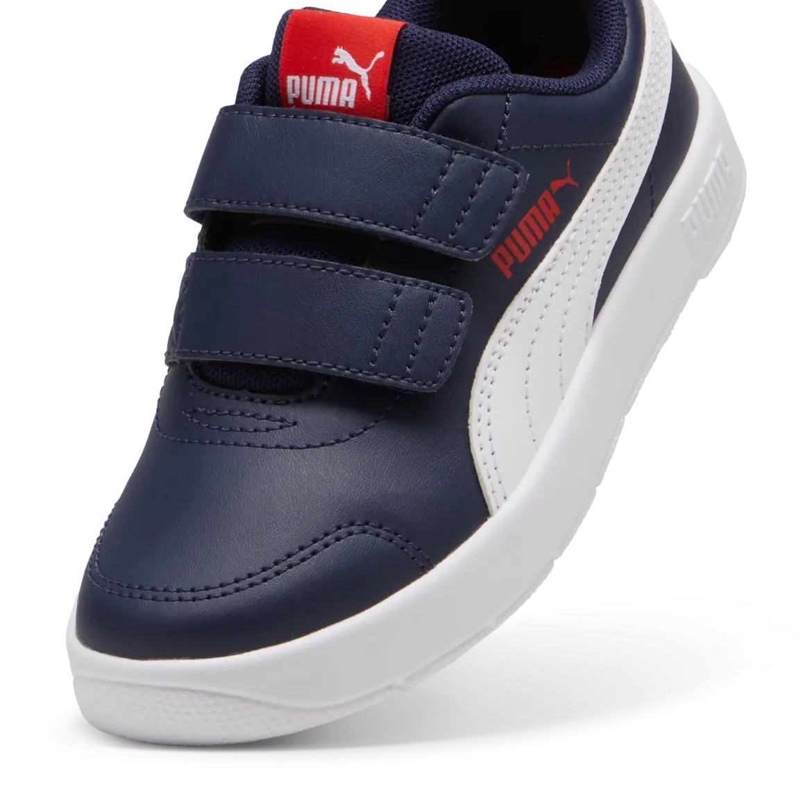 Sneakers bambino blu con dettagli rossi Puma Courtflex v3