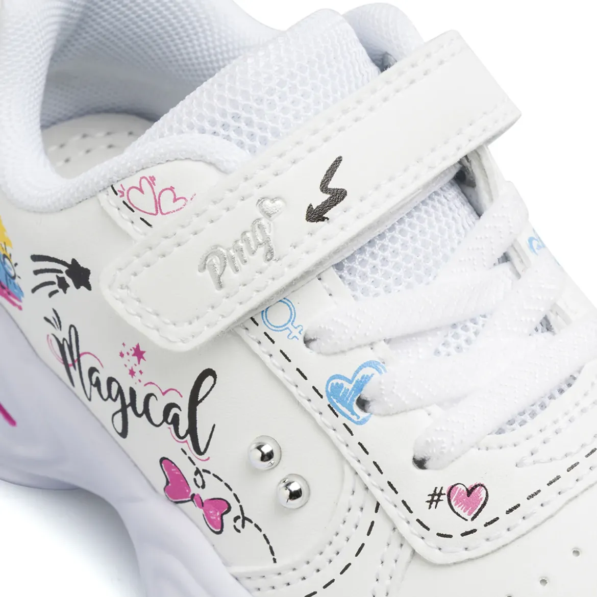 Sneakers bianche Bambina con grafiche colorate e strappo Primigi