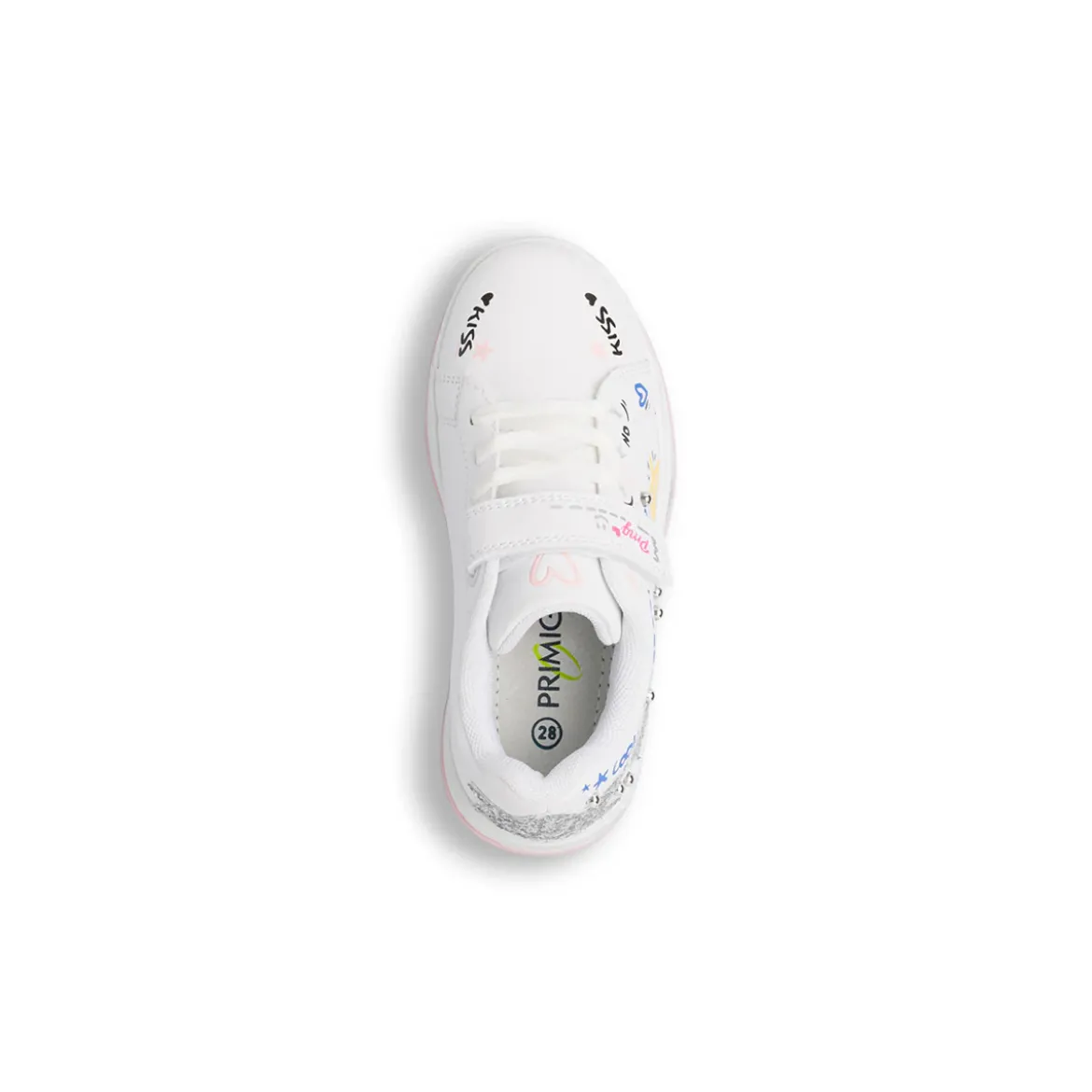 Sneakers bianche da Bambina con stampe multicolore glitter Primigi