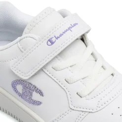Sneakers bianche da Bambina con strass lilla e strappo Champion