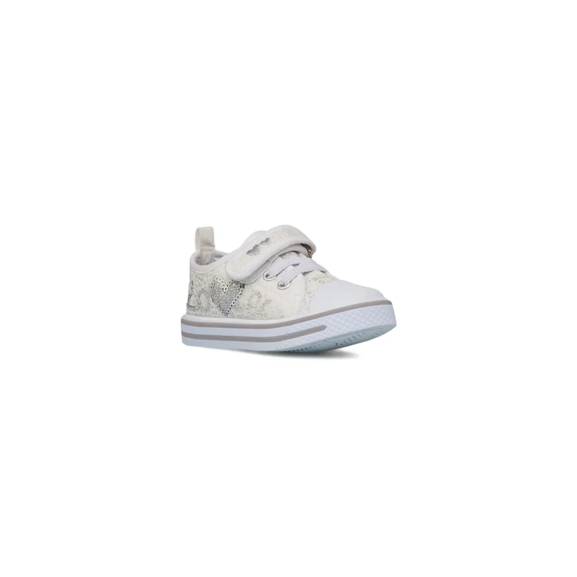 Sneakers bianche da bambina con paillettes argento Le scarpe di Alice