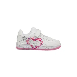 Sneakers bianche da Bambina con cuoricini e strappo Dieci Baci