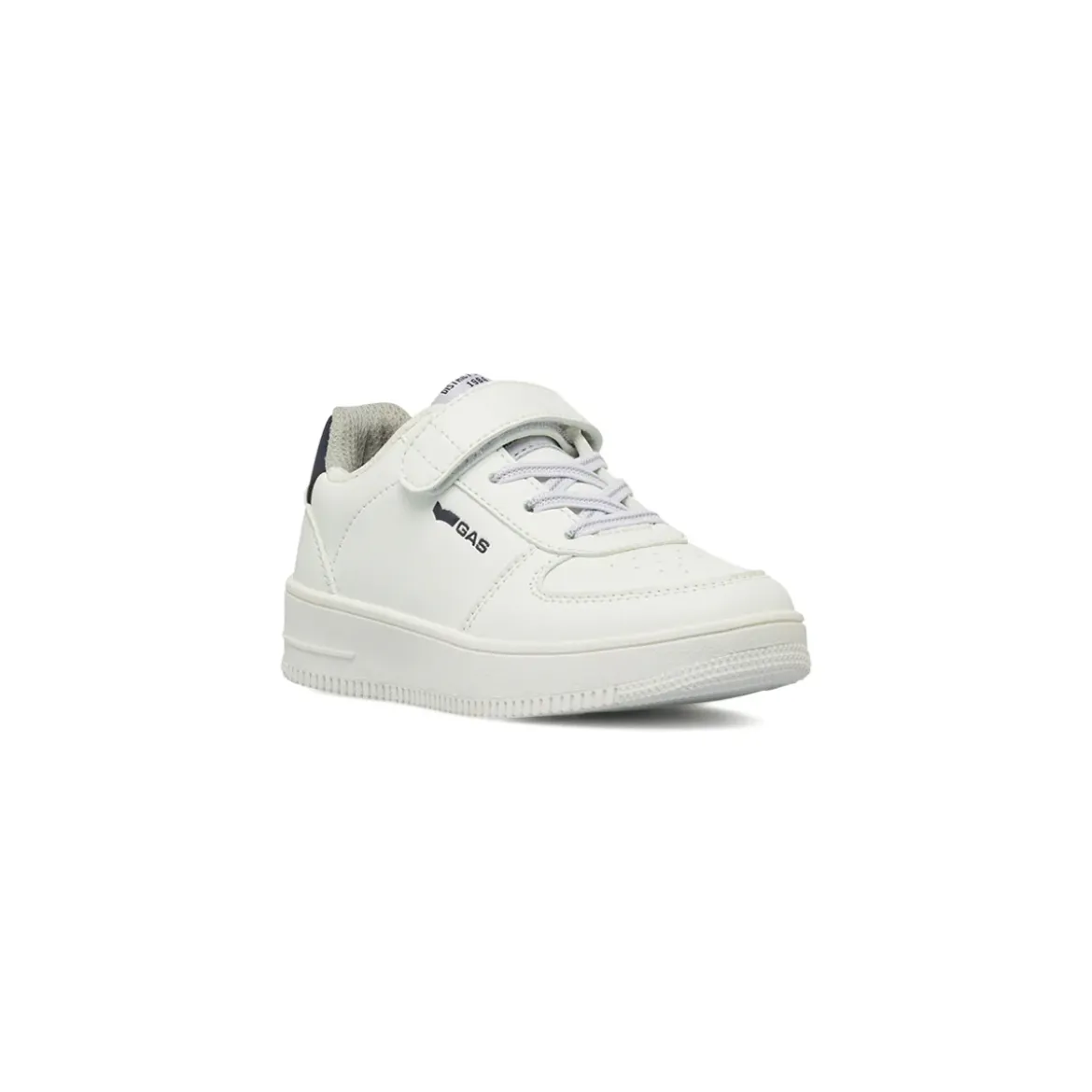Sneakers bianche da bambino Gas con chiusura in velcro e lacci elastici