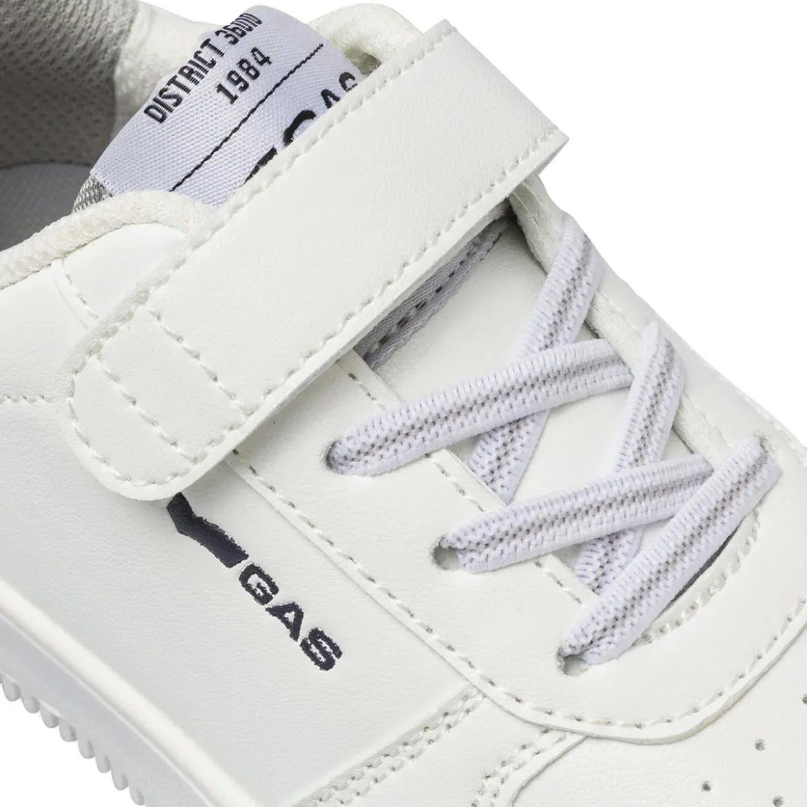Sneakers bianche da bambino Gas con chiusura in velcro e lacci elastici