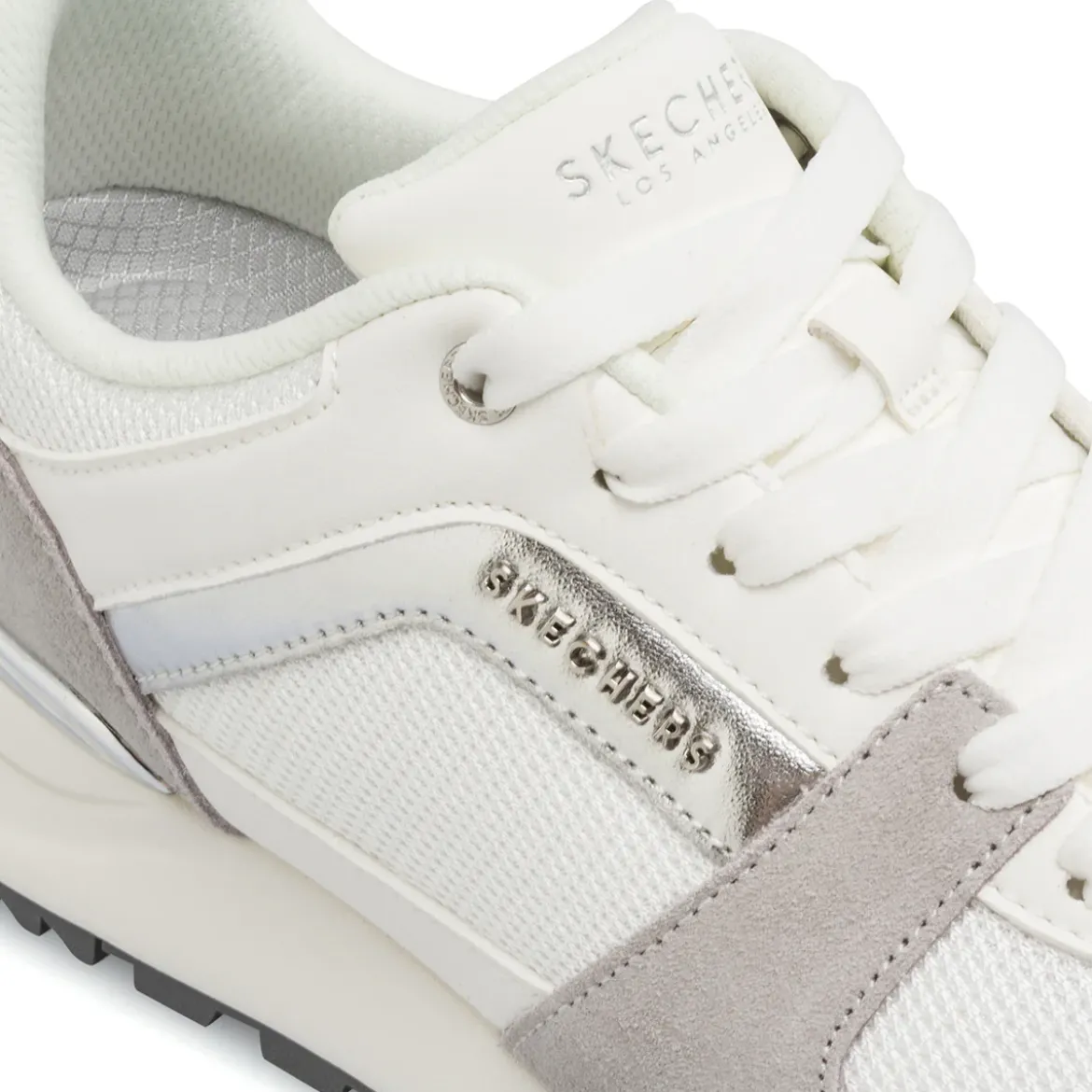 Sneakers bianche da Donna con inserti grigi Skechers Fashion Fit 2.0