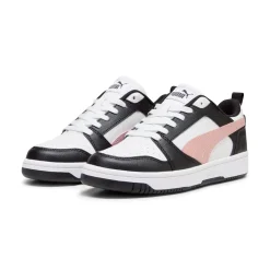 Sneakers bianche da donna con striscia laterale rosa Puma Rebound v6