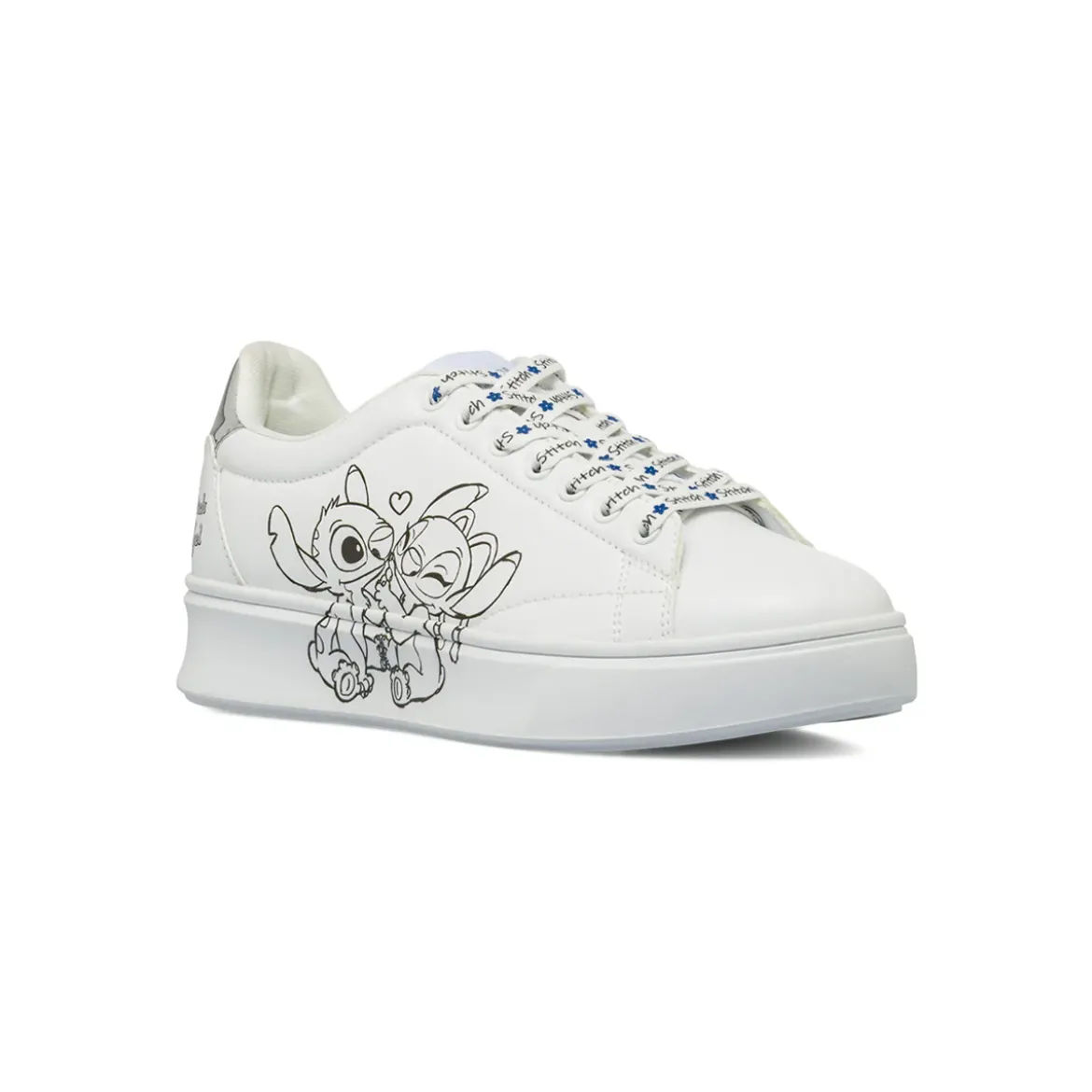 Sneakers bianche da Donna con stampa e dettagli silver Stitch & Angel