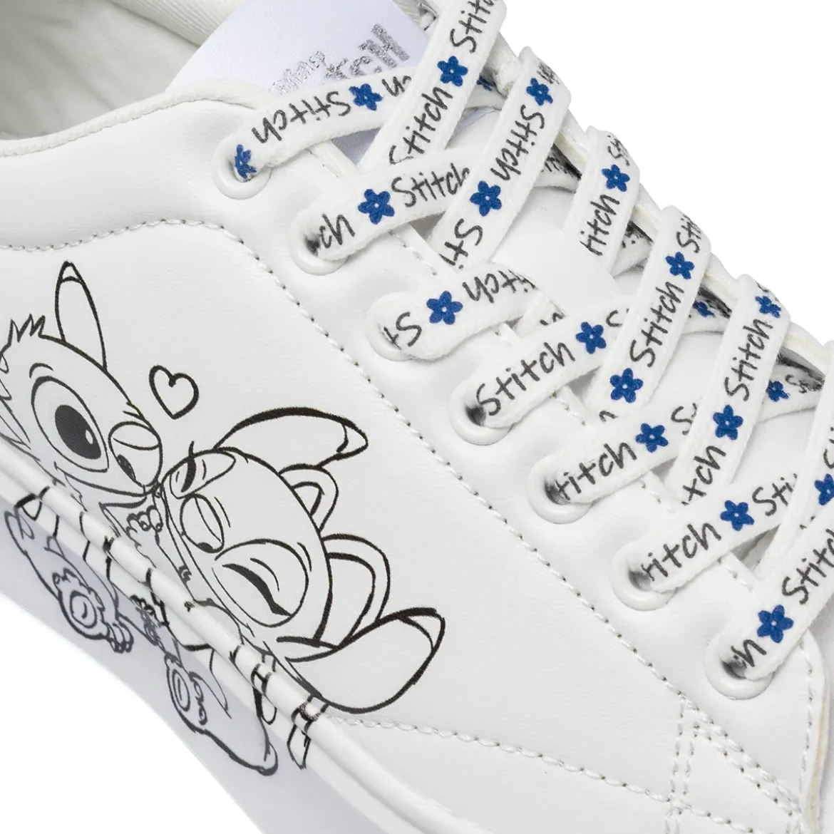 Sneakers bianche da Donna con stampa e dettagli silver Stitch & Angel