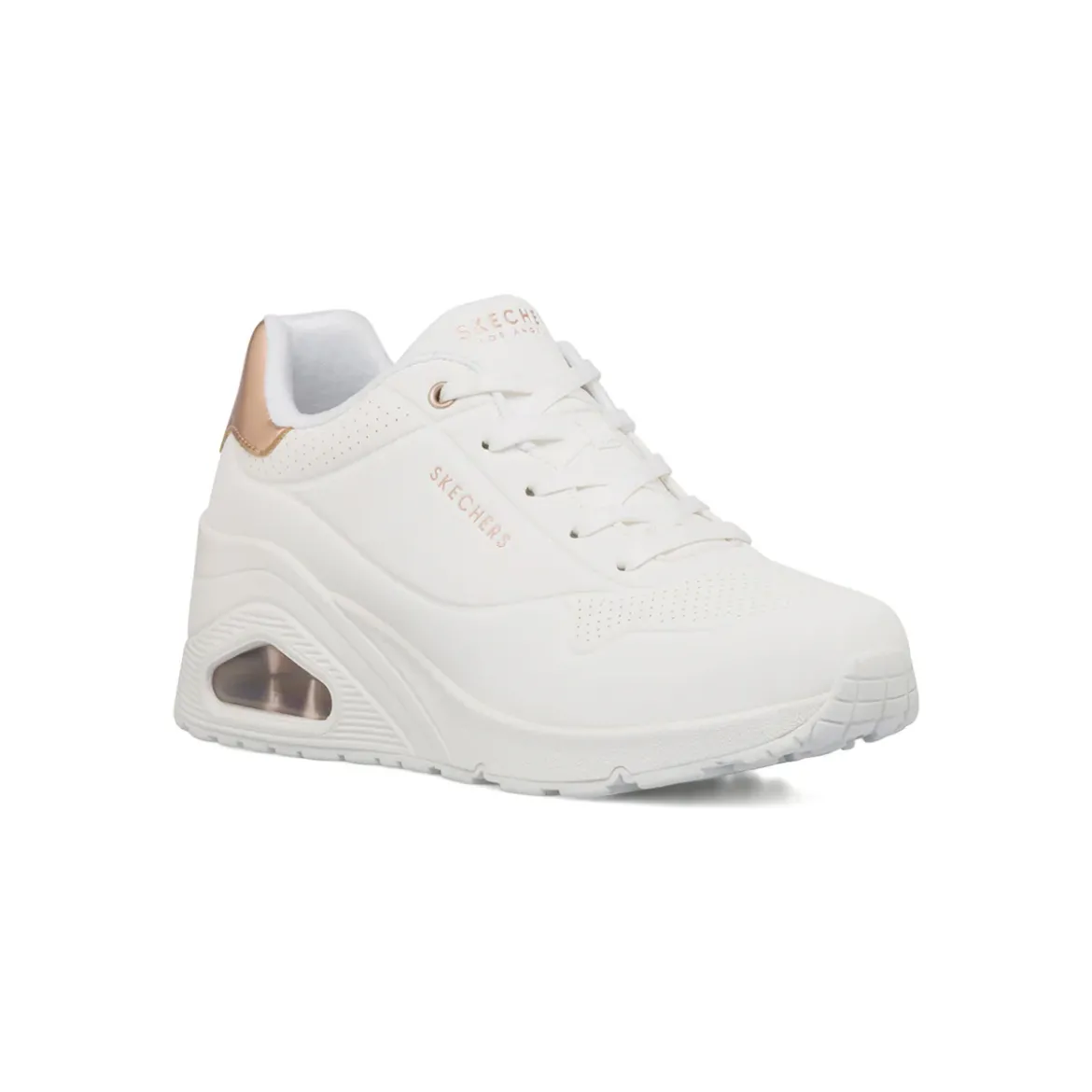 Sneakers bianche da Donna in memory foam Skechers Uno Wedge