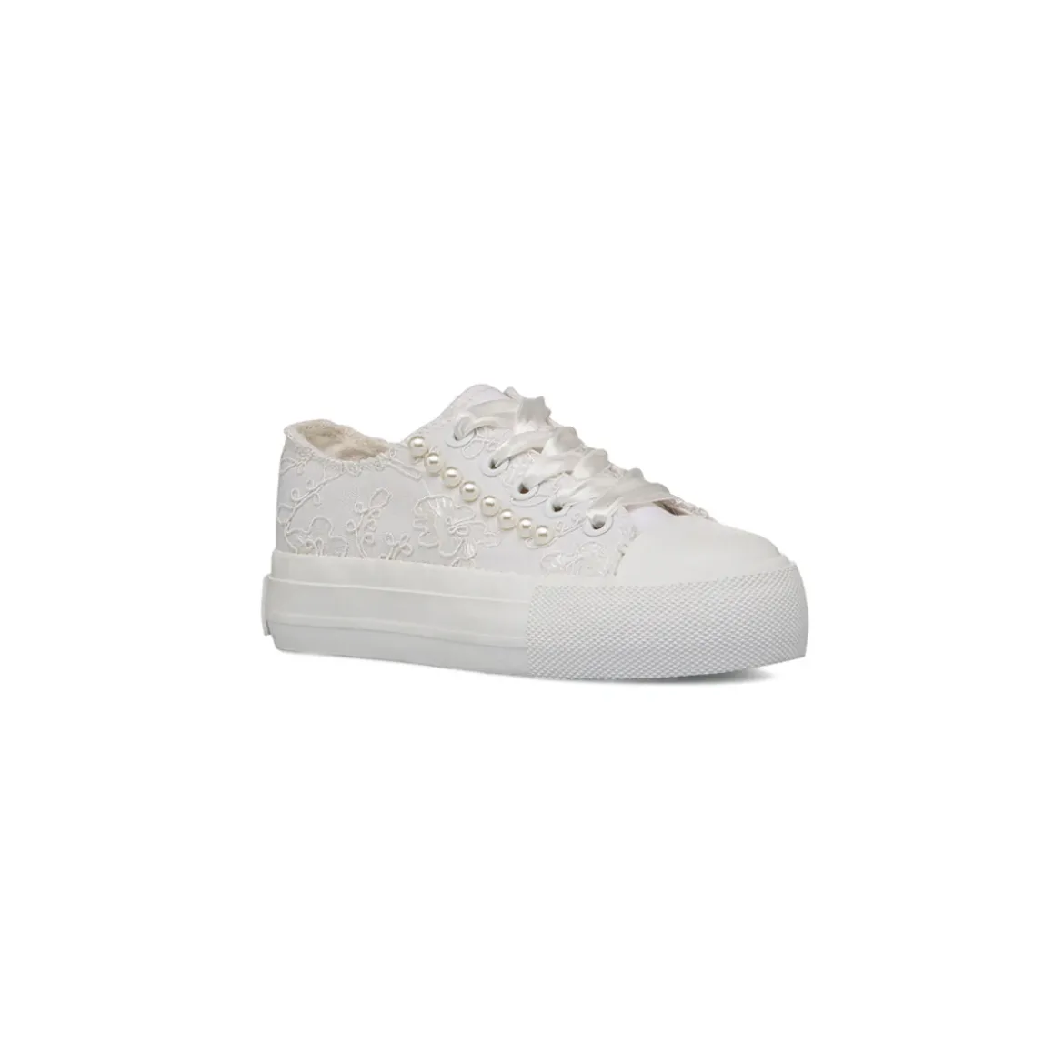 Sneakers bianche da Ragazza basse con ricamo e perle Dieci Baci