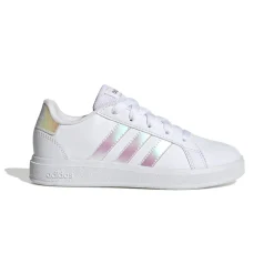 Sneakers bianche da ragazza con strisce iridescenti adidas Grand Court 2.0 K