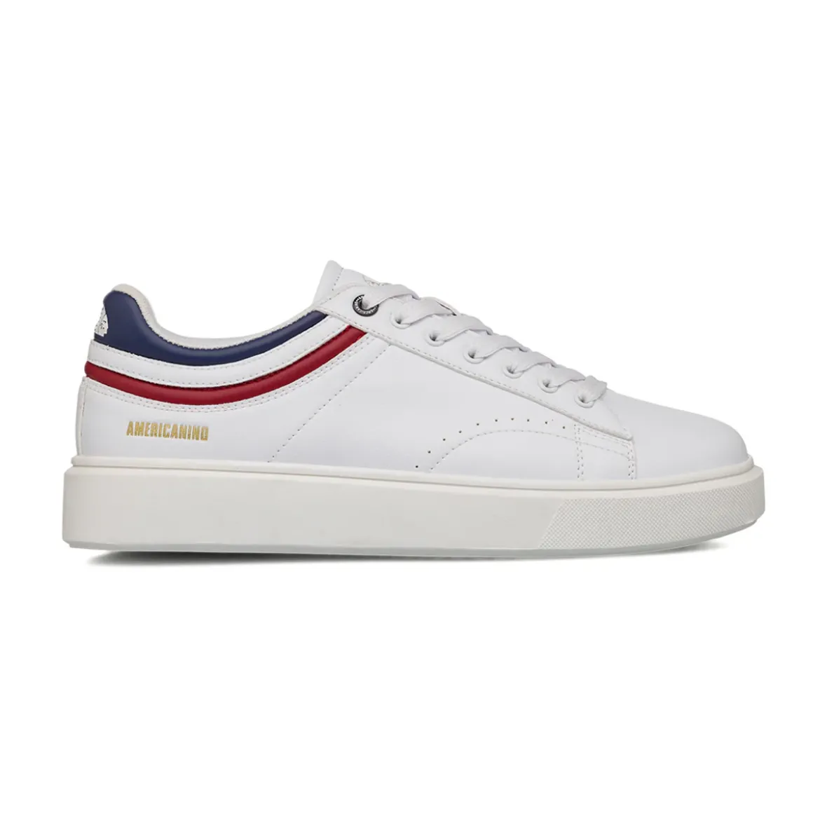 Sneakers bianche da Uomo Americanino con dettagli blu navy e rosso