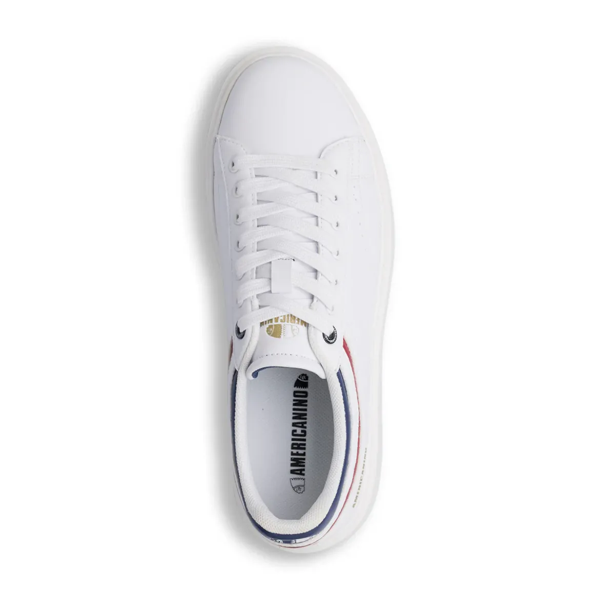 Sneakers bianche da Uomo Americanino con dettagli blu navy e rosso