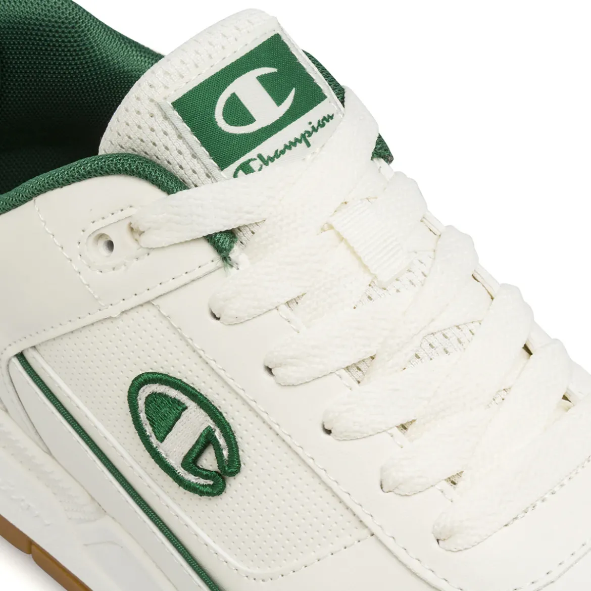 Sneakers bianche da Uomo con dettagli verdi e suola in gomma Champion