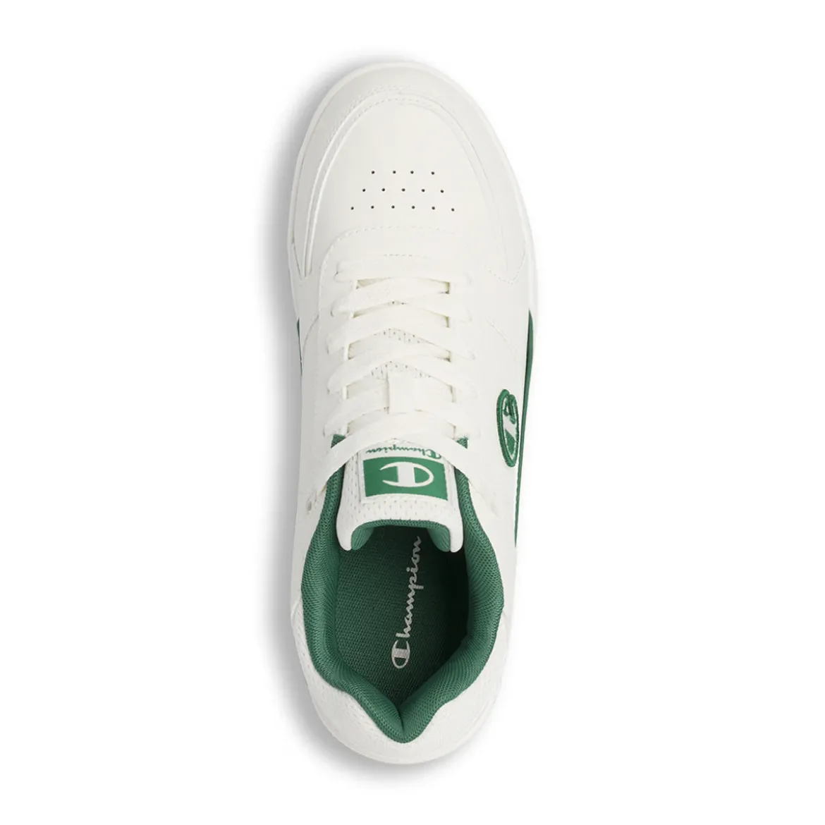 Sneakers bianche da Uomo con dettagli verdi e suola in gomma Champion