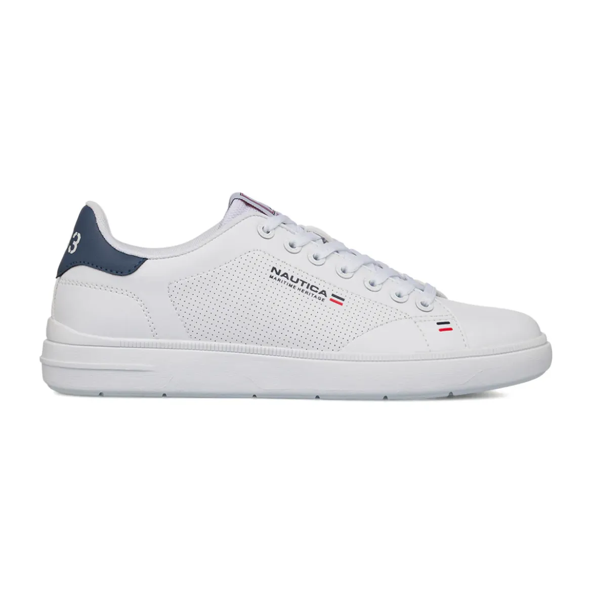 Sneakers bianche da Uomo con inserti blu e logo Nautica
