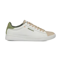 Sneakers bianche e beige da Uomo con dettaglio verde sul tallone Ducati