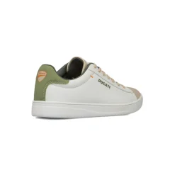 Sneakers bianche e beige da Uomo con dettaglio verde sul tallone Ducati