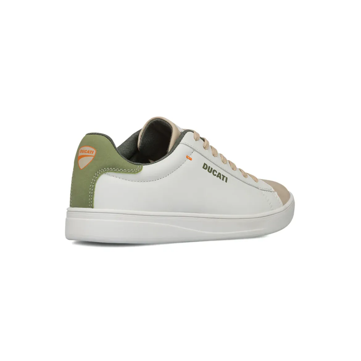 Sneakers bianche e beige da Uomo con dettaglio verde sul tallone Ducati