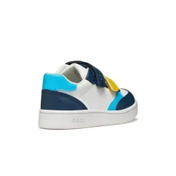 Sneakers bianche e blu da Bambino con suola traspirante e velcro Geox