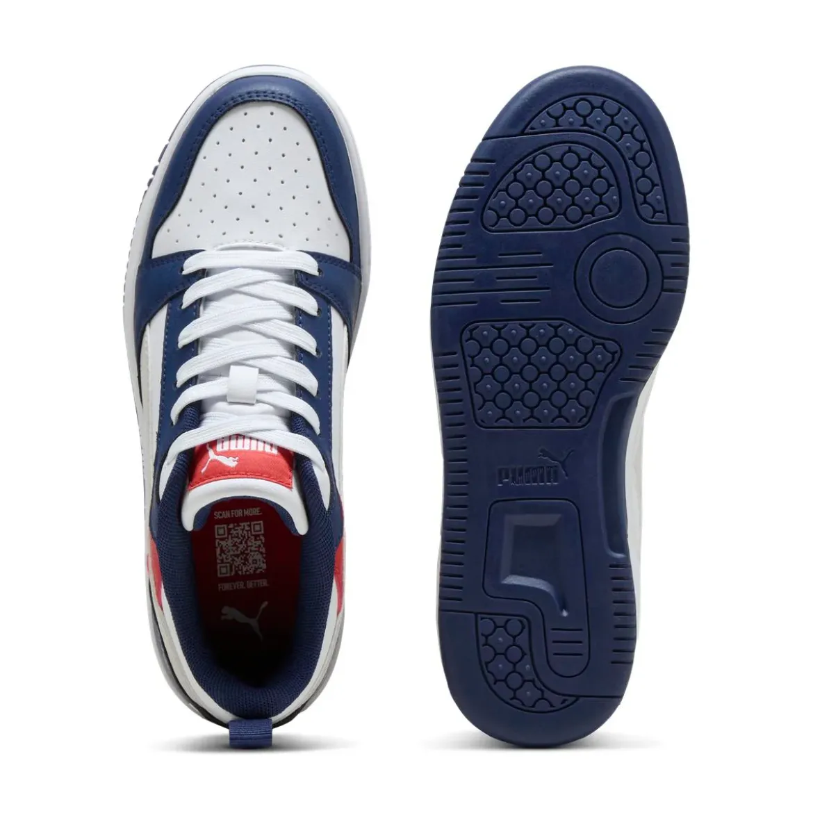 Sneakers bianche e blu da Ragazzo con dettagli rossi PumaRebound V6