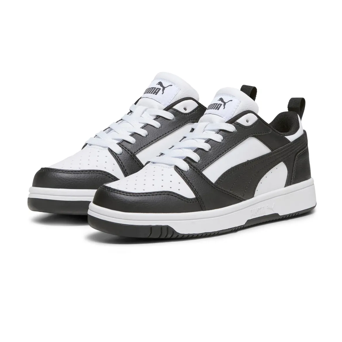 Sneakers bianche e nere da ragazzo Puma Rebound V6 Lo Jr