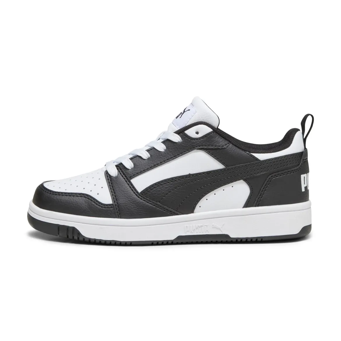 Sneakers bianche e nere da ragazzo Puma Rebound V6 Lo Jr