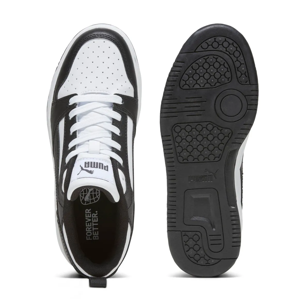 Sneakers bianche e nere da ragazzo Puma Rebound V6 Lo Jr