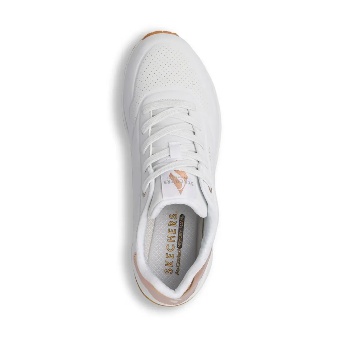 Sneakers bianche e oro da donna con suola ad aria Skechers Uno - Golden Air