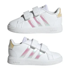 Sneakers bianche Primi passi bambina con strappo adidas Grand Court