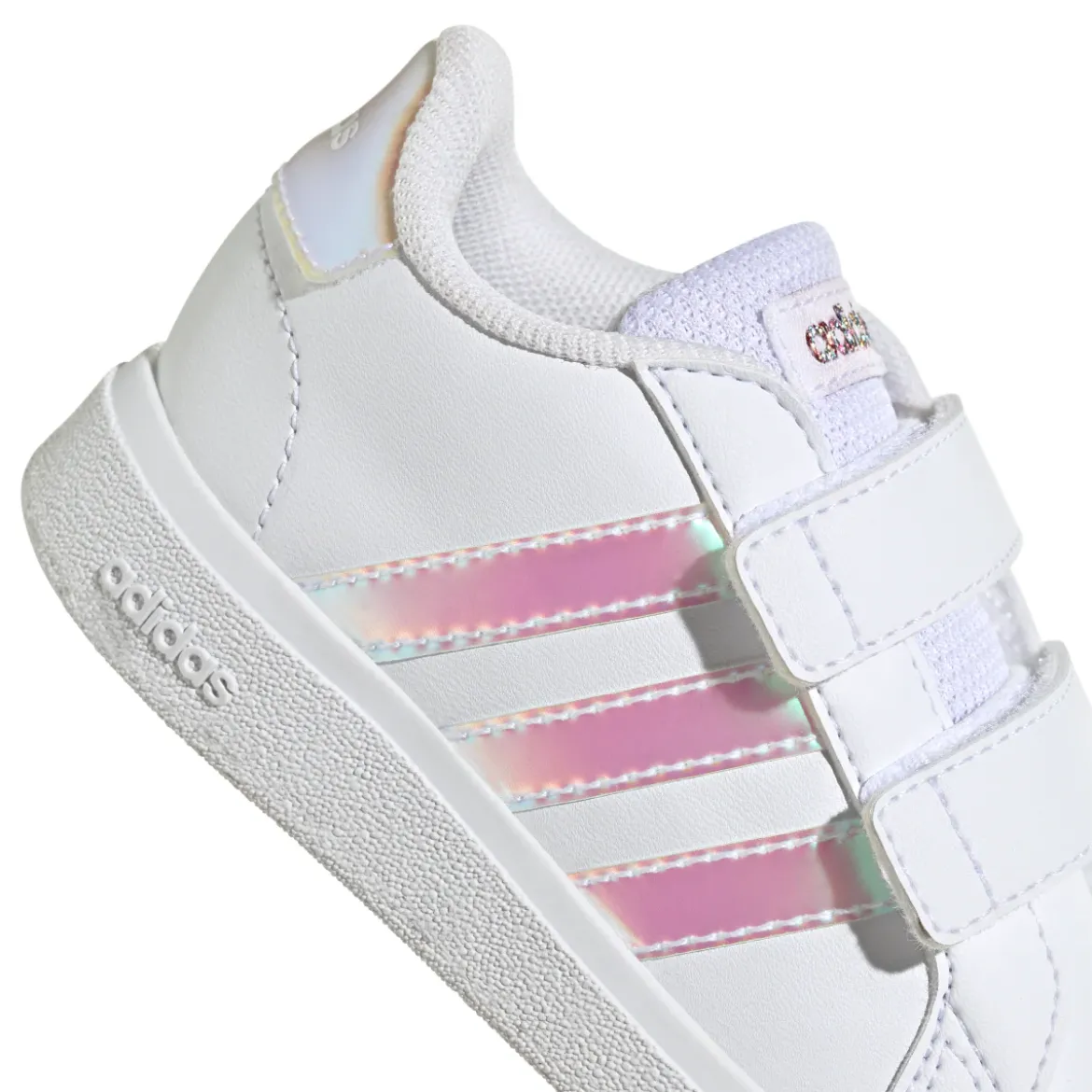 Sneakers bianche Primi passi bambina con strappo adidas Grand Court