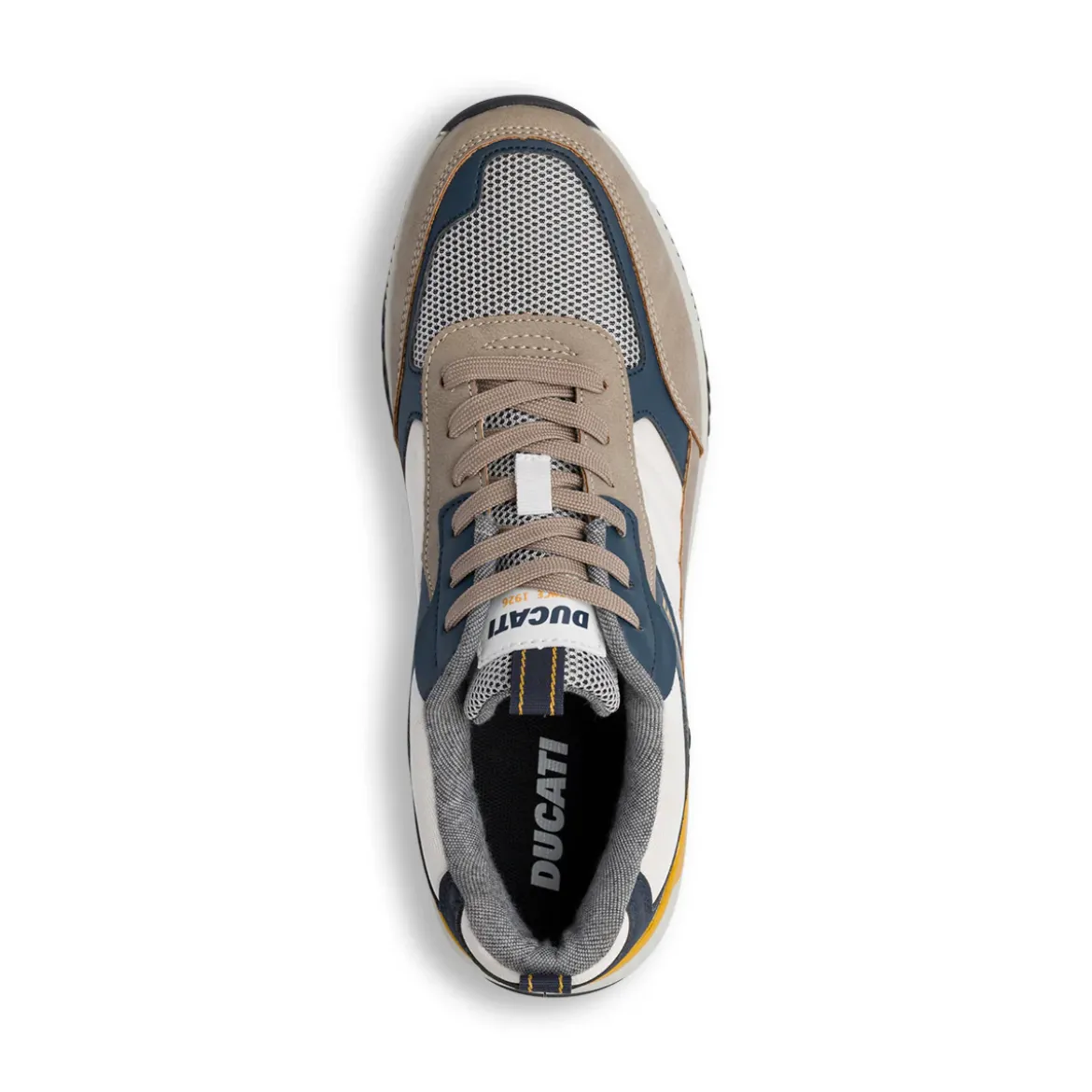 Sneakers bicolore beige e blu da Uomo colo logo laterale Ducati