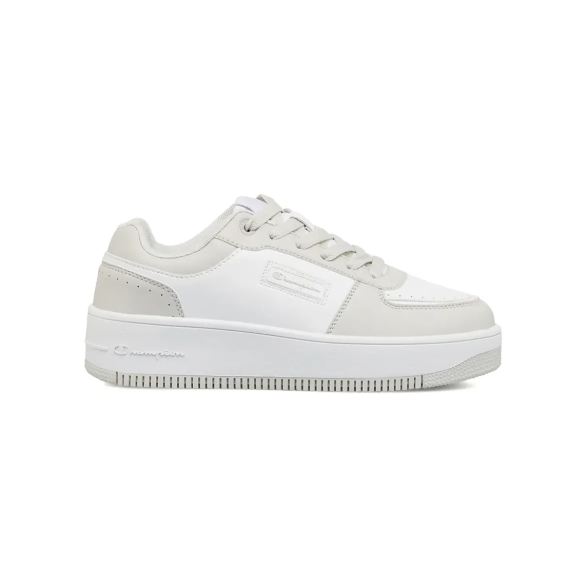 Sneakers bicolore bianco e grigio da Donna con suola platform Champion