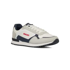 Sneakers bicolore bianco off-white e bluda Uomo con logo Ducati