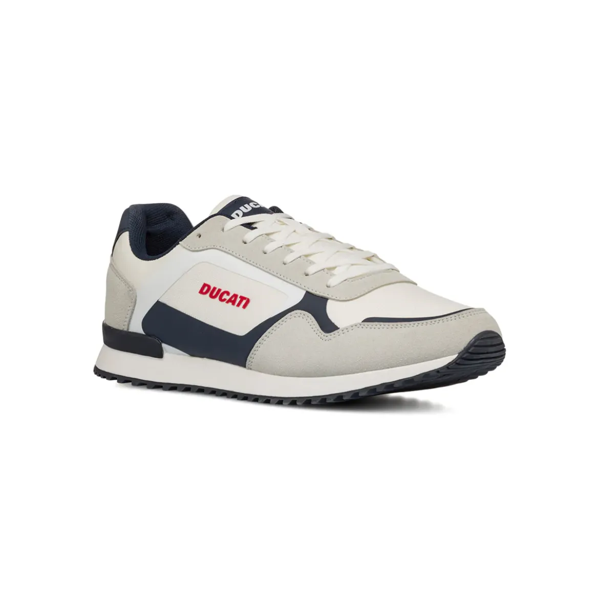 Sneakers bicolore bianco off-white e bluda Uomo con logo Ducati
