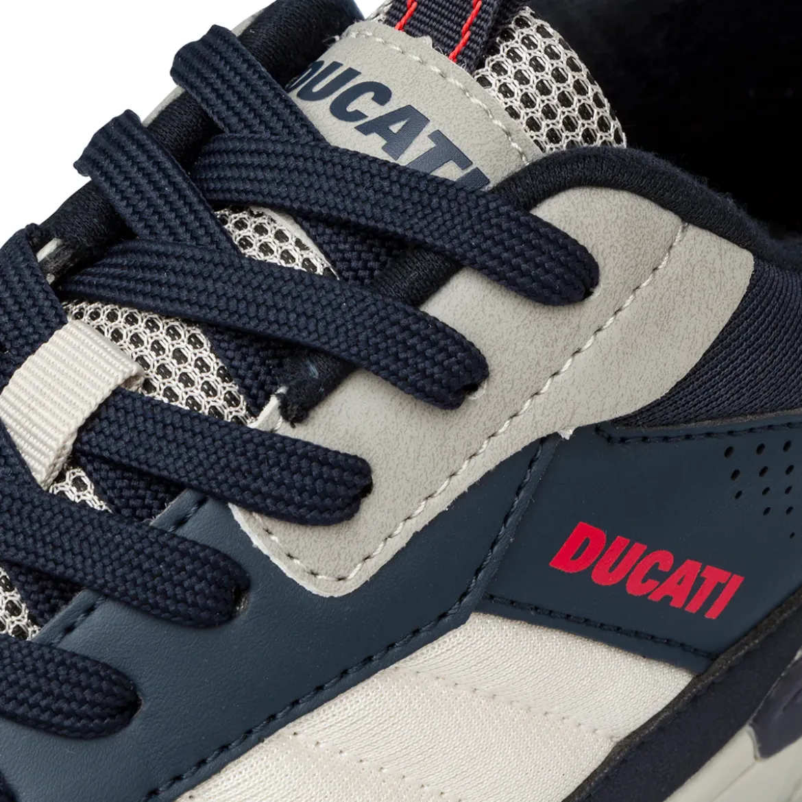 Sneakers bicolore blu e grigio da Uomo con logo laterale Ducati