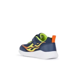 Sneakers blu da Bambino con stampe fiamme e suola traspirante Geox