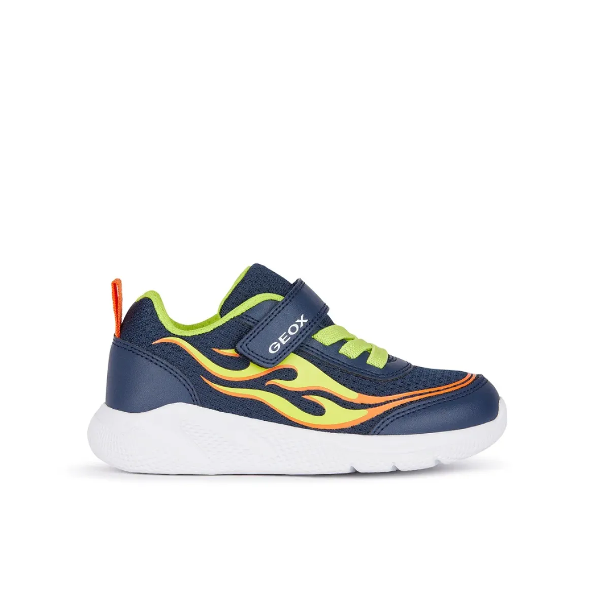 Sneakers blu da Bambino con stampe fiamme e suola traspirante Geox