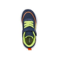 Sneakers blu da Bambino con stampe fiamme e suola traspirante Geox