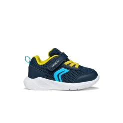 Sneakers blu da Bambino in mesh con suola traspirante e strappo Geox