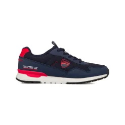 Sneakers blu da ragazzo con dettagli rossi e logo Ducati