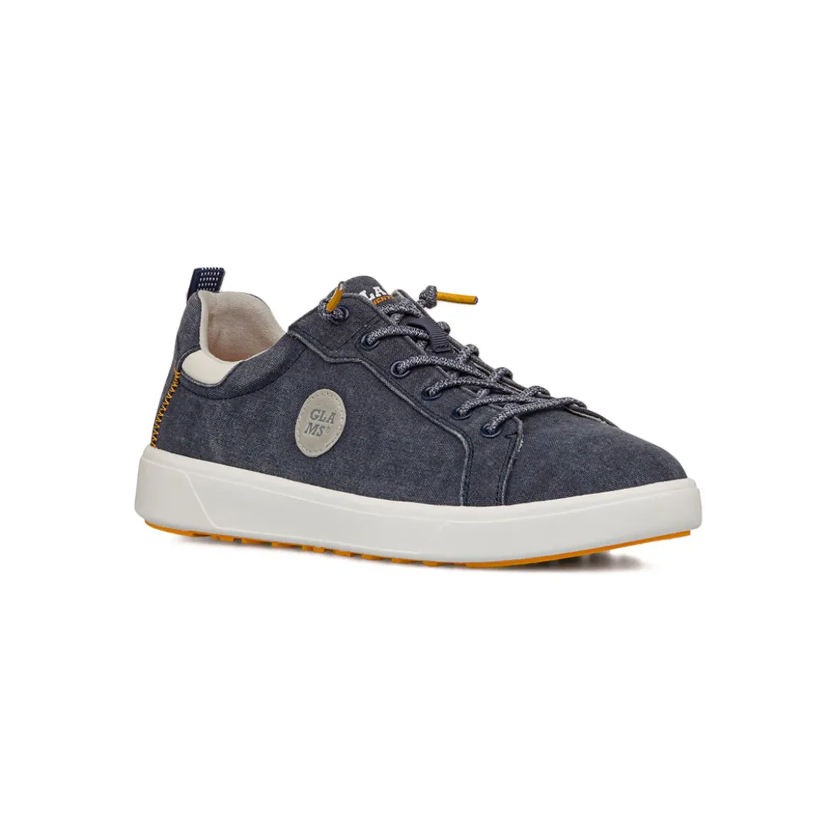Sneakers blu effetto jeans in tessuto da Uomo con lacci elastici Glams