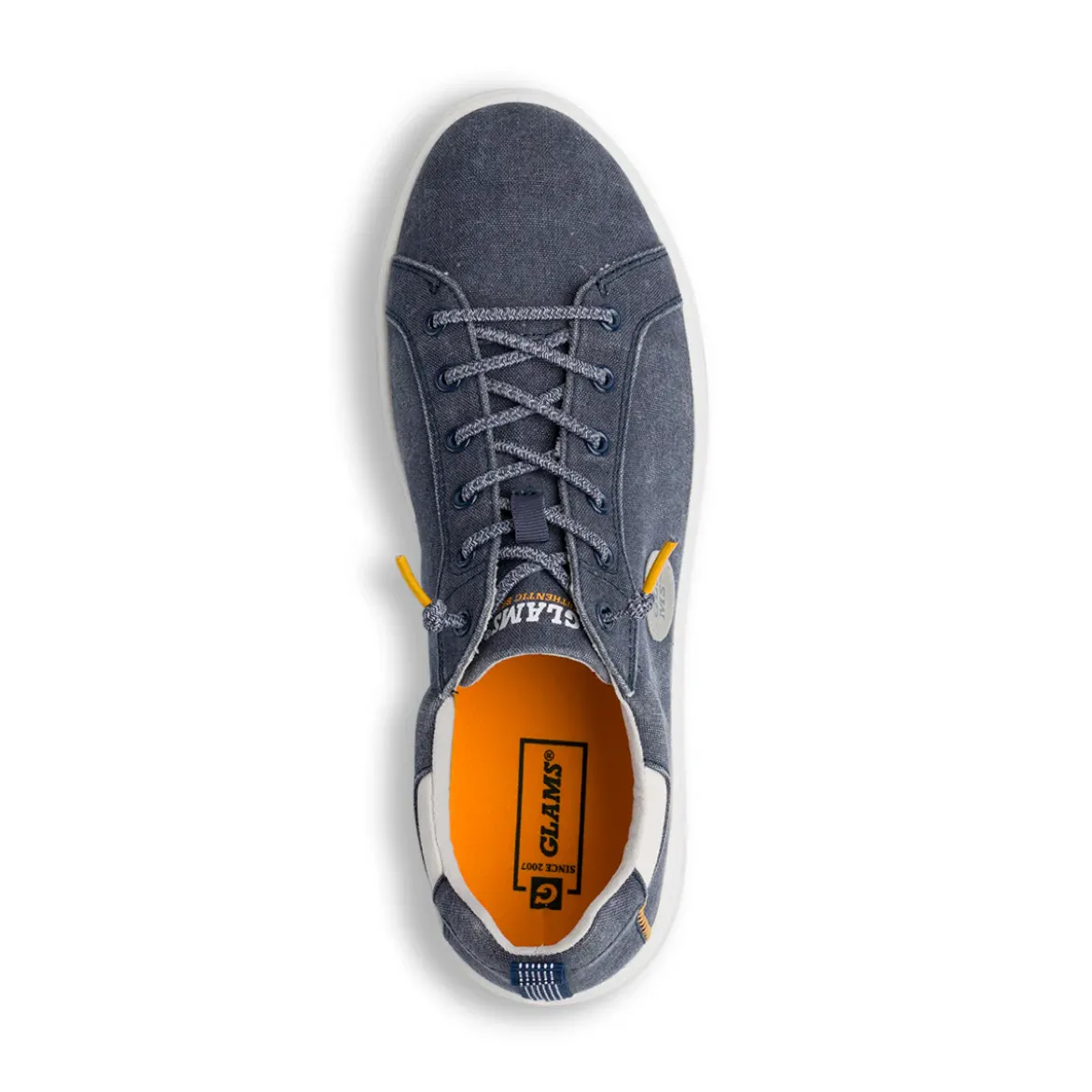Sneakers blu effetto jeans in tessuto da Uomo con lacci elastici Glams