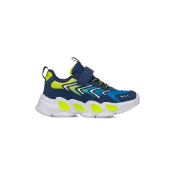 Sneakers blu e gialle da Bambino con luci nella suola Space Boy