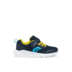 Sneakers blu Ragazzo in tessuto con suola traspirante e strappo Geox