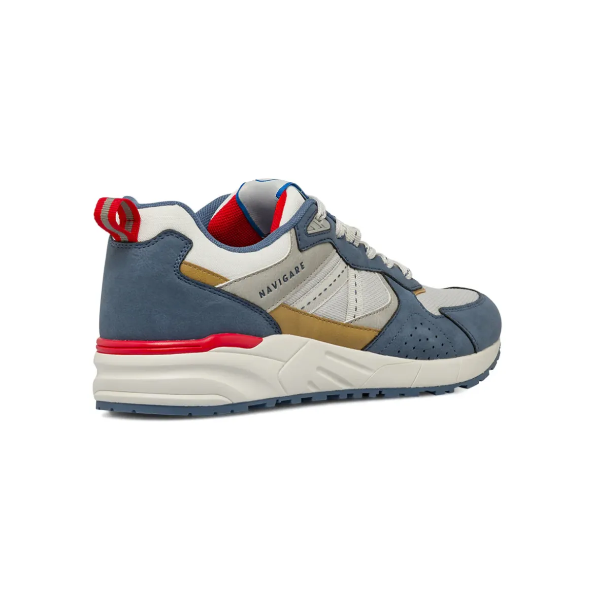 Sneakers blu Uomo con dettagli rossi e inserti in tessuto Navigare