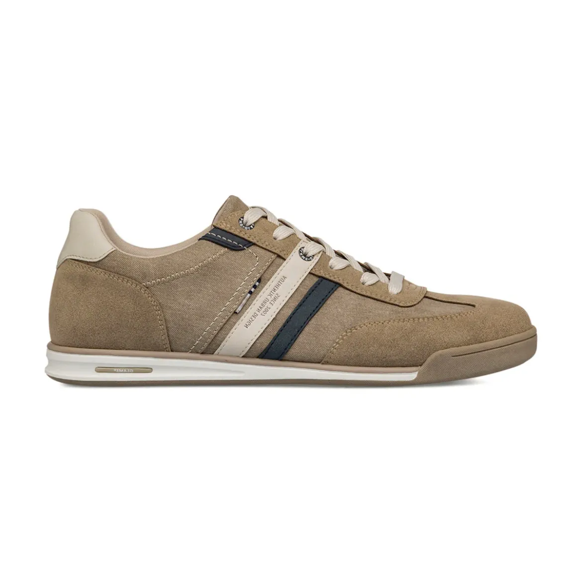 Sneakers casual beige da Uomo con dettagli blu e bianchi Glams