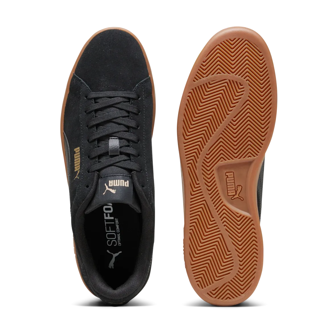 Sneakers casual da uomo in pelle scamosciata nere con logo Puma Smash 3.0