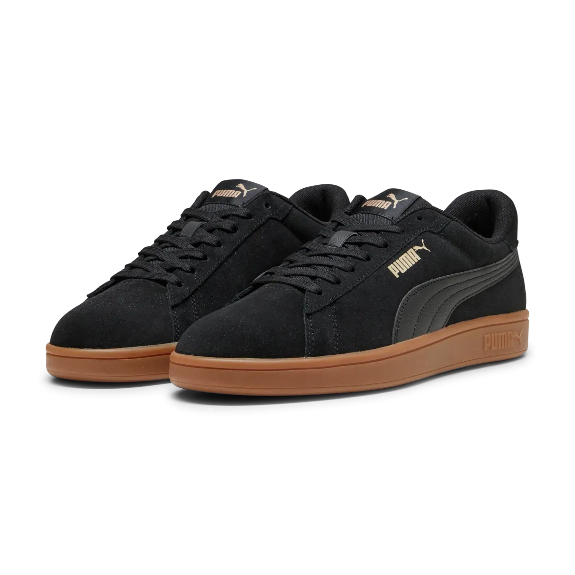 Sneakers casual da uomo in pelle scamosciata nere con logo Puma Smash 3.0