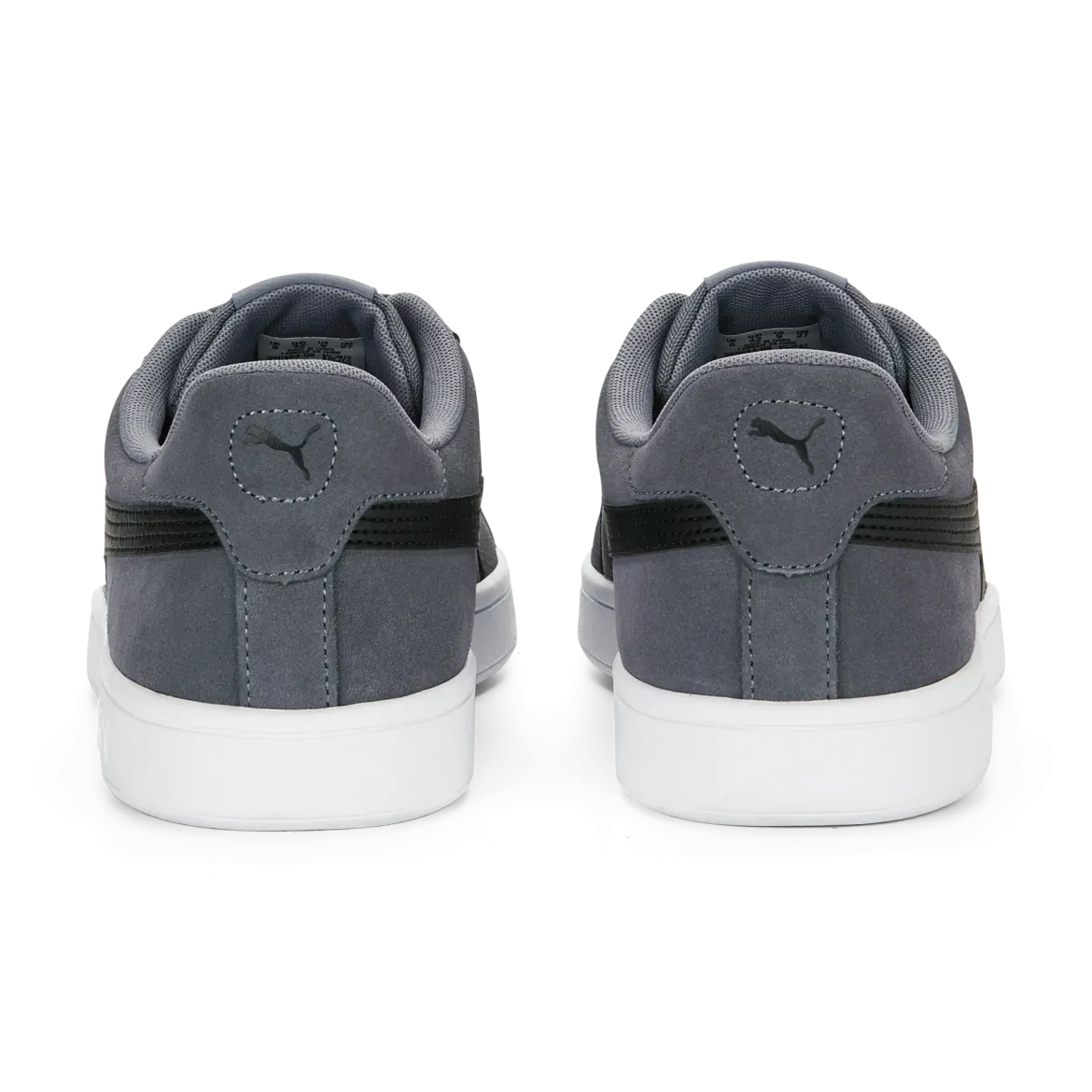 Sneakers casual da uomo in pelle scamosciata grigie e nere con logo Puma Smash 3.0